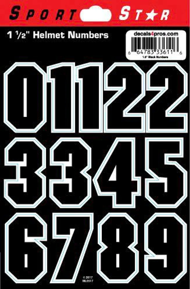 Sportstar 1.5 in Block Number Decals