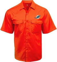 Antigua Men's Miami Dolphins Game Day Woven Fishing Shirt