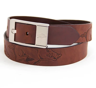 Eagles Wings Men's University of Arkansas Brandish Leather Belt