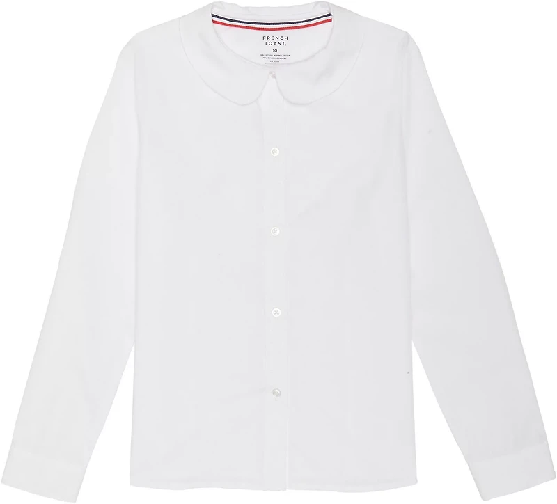 French Toast Girls' Extended Sizing Modern Peter Pan Long Sleeve Blouse