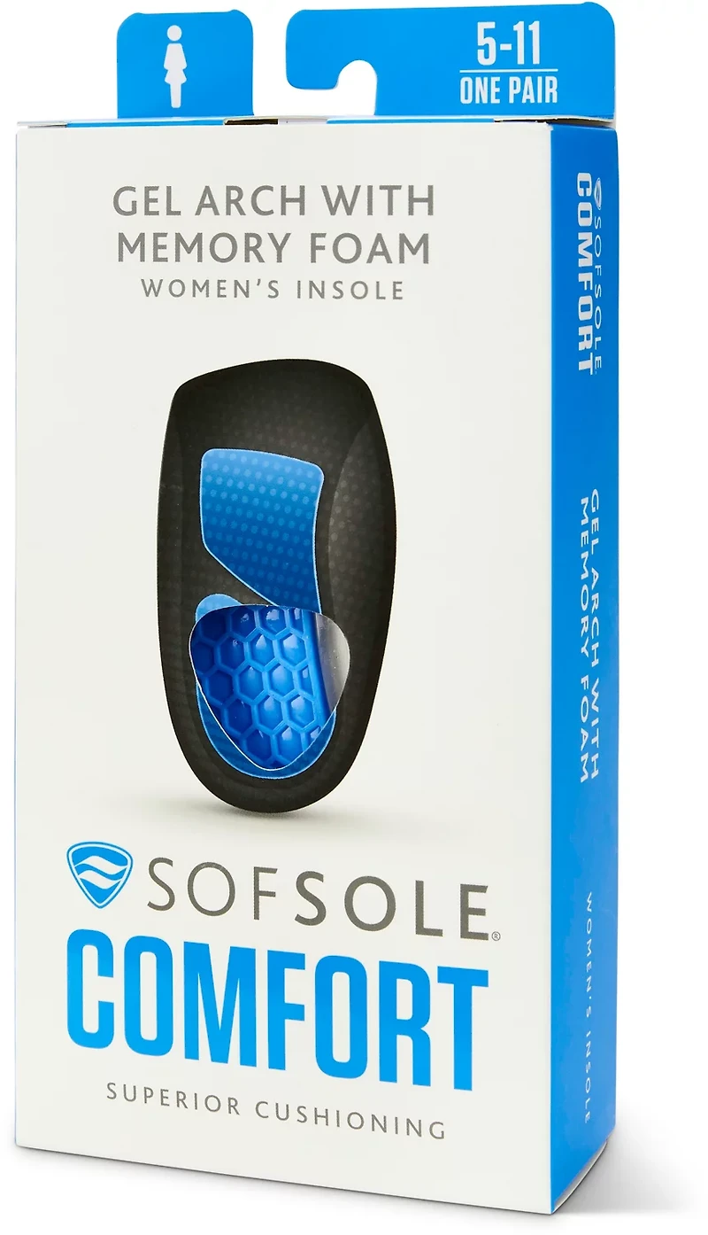 Sof Sole Women's Gel Arch with Memory Foam 3/4 Insole