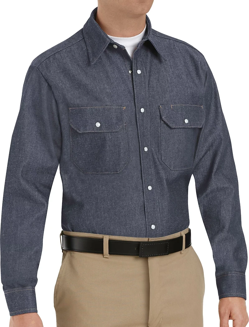 Red Kap Men's Deluxe Denim Heavyweight Long Sleeve Work Shirt