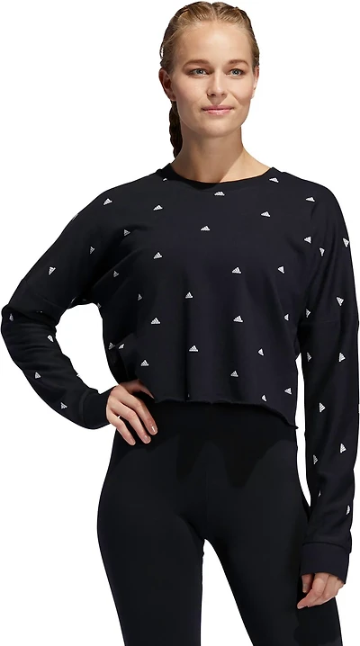 adidas Women's AOP Hyper Long Sleeve Crew Neck T-shirt