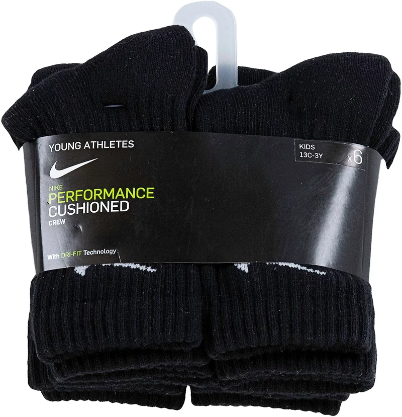 Nike Kids' Dri-Fit Performance Crew Socks 6 Pack