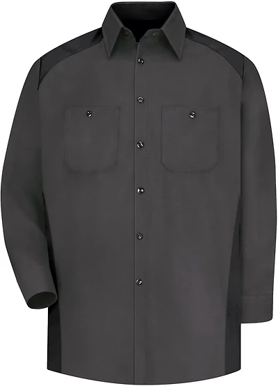 Red Kap Men's Motorsports Collared Long Sleeve Shirt