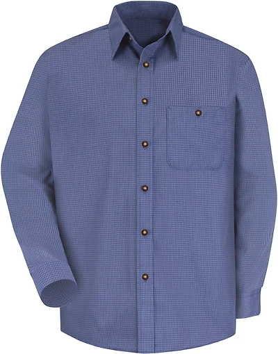 Red Kap Men's Mini-Plaid Uniform Long Sleeve Shirt