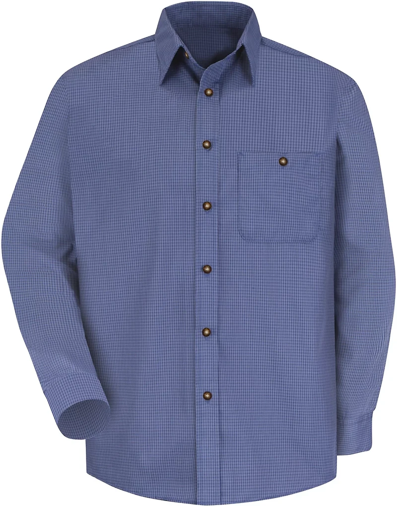 Red Kap Men's Mini-Plaid Uniform Long Sleeve Shirt