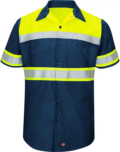 Red Kap Men's Hi-Visibility Colorblock Ripstop Type O Class 1 Work Shirt