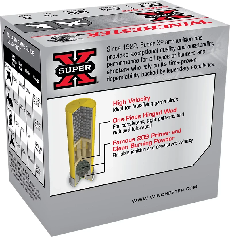 Winchester Super-X Lead Shot Dove & Game Load 20 Gauge 8 Shot Shotshells
