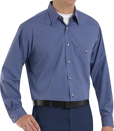 Red Kap Men's Mini-Plaid Uniform Long Sleeve Shirt
