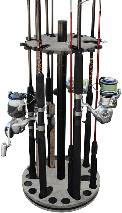 Rush Creek Barn Wood 24-Rod Round Spinning Floor Storage Rack
