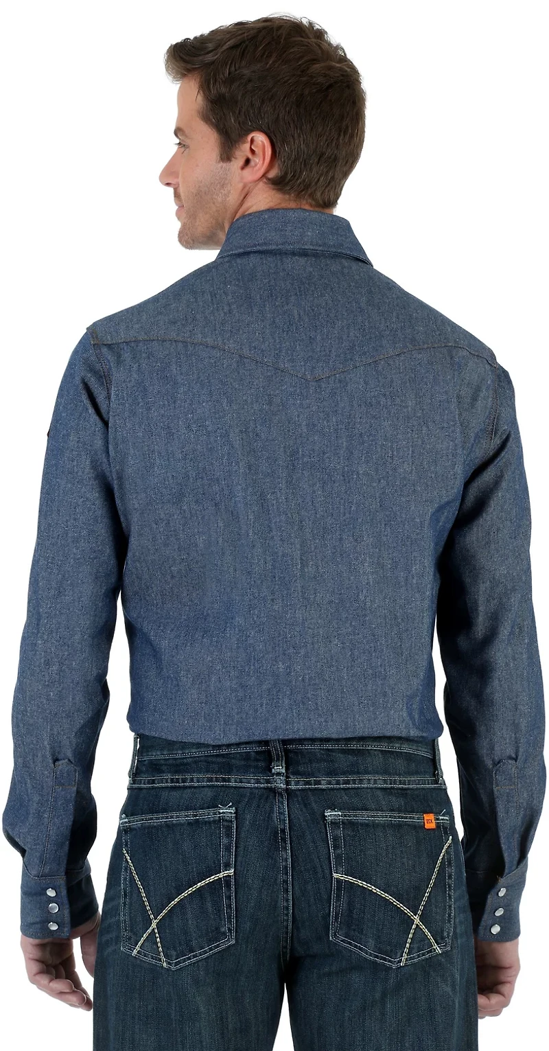 Wrangler Men's Flame Resistant Long Sleeve Denim Work Shirt