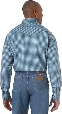 Wrangler Men's Flame Resistant Long Sleeve Western Snap Plaid Shirt