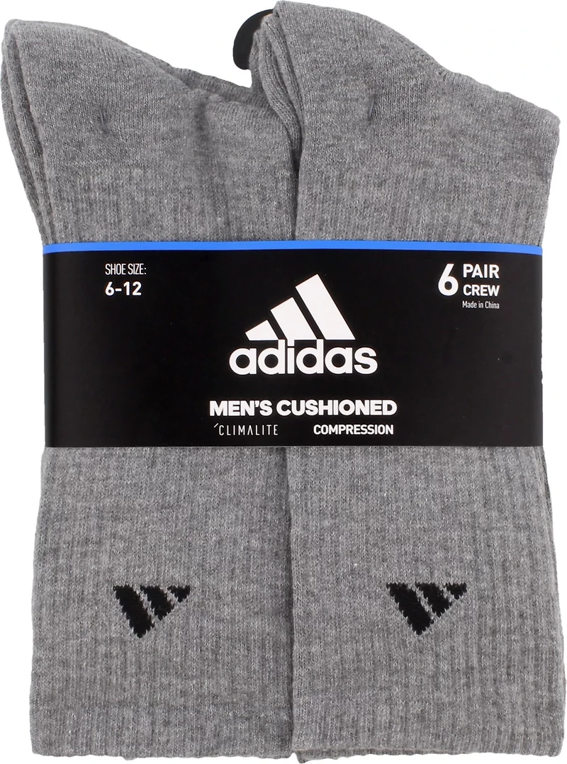 adidas Men's Large Athletic Crew Socks 6 Pack