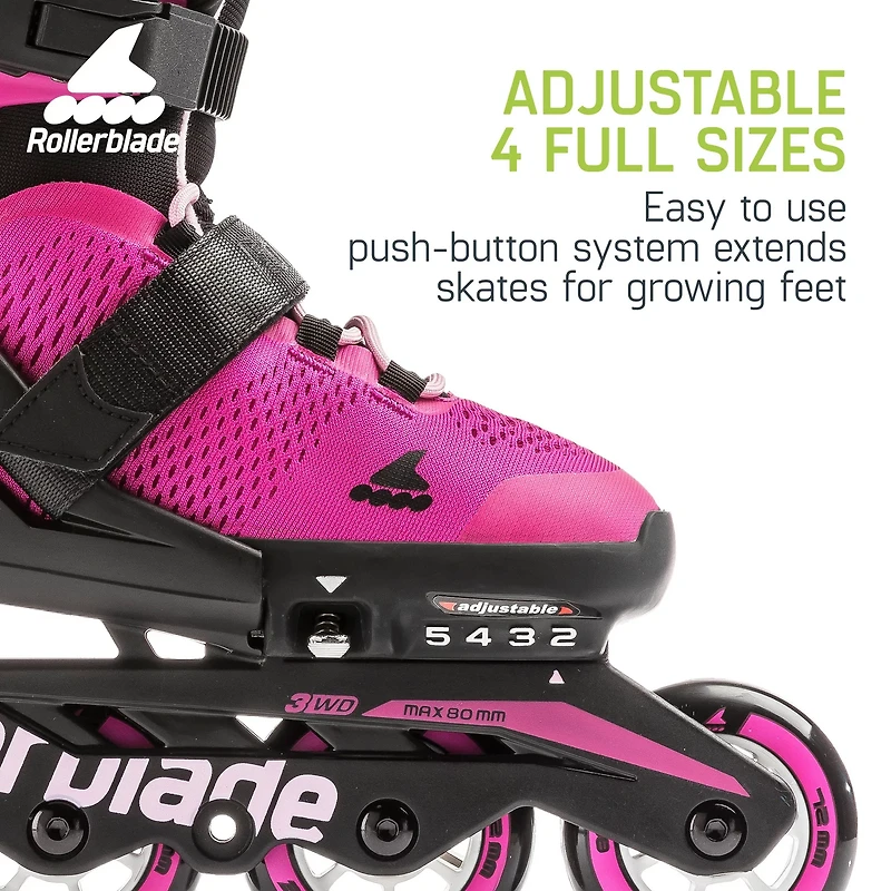 Rollerblade Girls' Microblade Adjustable Fitness In-Line Skates