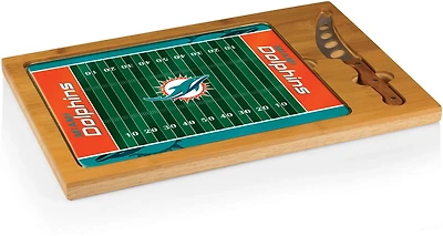 Picnic Time Miami Dolphins Icon Glass Top Cutting Board and Knife Set