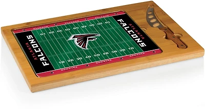 Picnic Time Atlanta Falcons Icon Glass Top Cutting Board and Knife Set