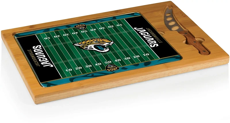 Picnic Time Jacksonville Jaguars Icon Glass Top Cutting Board and Knife Set
