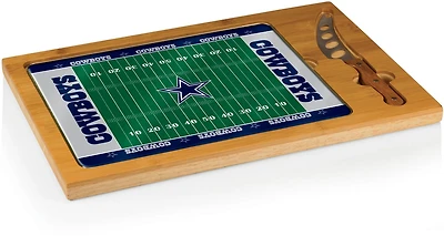 Picnic Time Dallas Cowboys Icon Glass Top Cutting Board and Knife Set