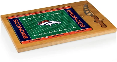 Picnic Time Denver Broncos Icon Glass-Top Cutting Board and Knife Set