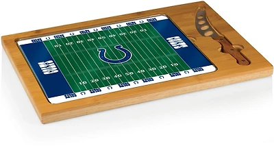 Picnic Time Indianapolis Colts Icon Glass Top Cutting Board and Knife Set