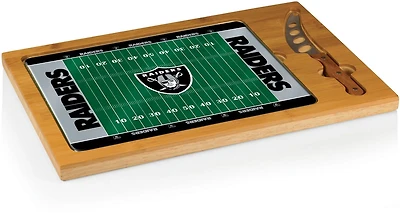 Picnic Time Las Vegas Raiders Icon Glass-Top Cutting Board and Knife Set