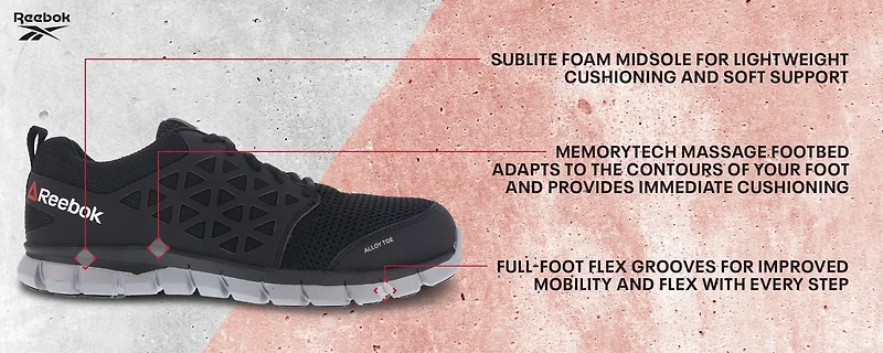 Reebok Men's Sublite Cushion EH Alloy Toe Lace Up Work Shoes