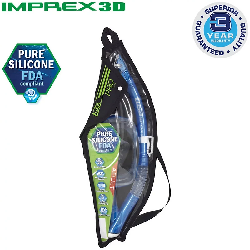 TUSA Imprex Adults' 3-D Purge Mask and Dry Snorkel Combo