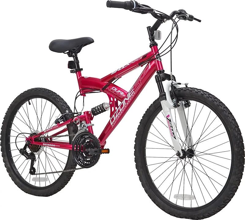 Ozone 500 Girls' Shock Force 24 in 21-Speed Full Suspension Mountain Bike