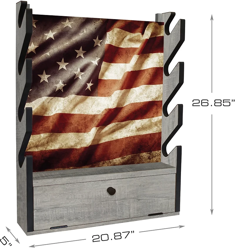 Rush Creek Americana 4-Gun Wall Rack with Storage