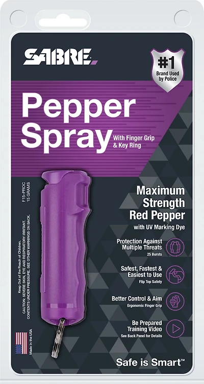SABRE RED Pepper Spray with Finger Grip and Flip Top
