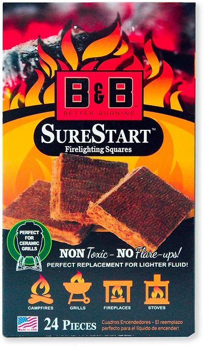 B&B SureStart Fire Lighting Squares 24-Pack