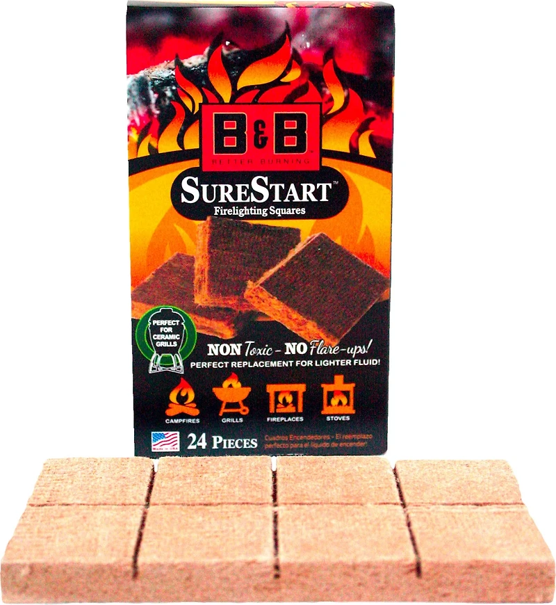 B&B SureStart Fire Lighting Squares 24-Pack