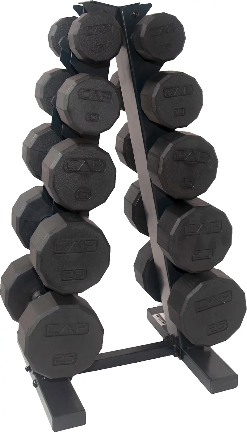 CAP 12-sided Coated Dumbbell Set with Storage Rack