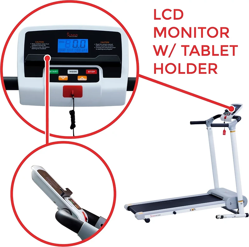 Sunny Health & Fitness Easy Assembly Folding Treadmill
