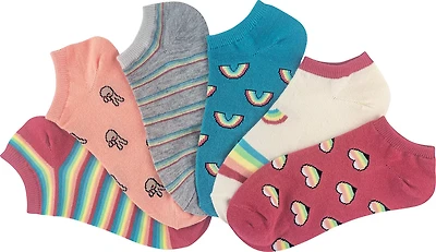 BCG Girls' Rainbow Hearts No Show 6 Pack