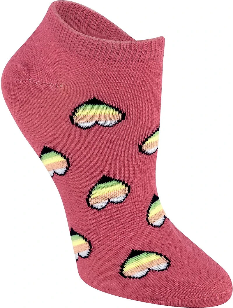 BCG Girls' Rainbow Hearts No Show 6 Pack