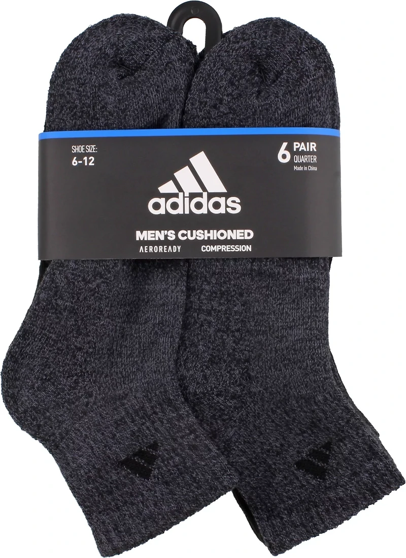 adidas Men's Large Athletic Quarter Socks 6 Pack