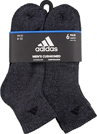 adidas Men's Large Athletic Quarter Socks 6 Pack