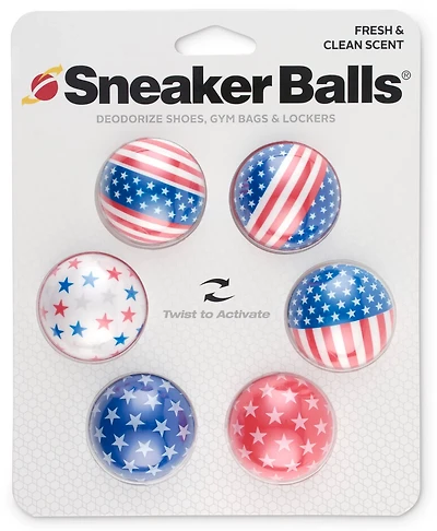 Sneaker Balls Patriotic Stars and Flags Shoe Deodorizers 6-Pack