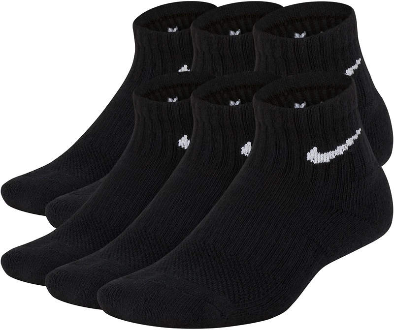 Nike Youth Performance Cushioned Training Quarter Socks 6 Pack
