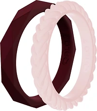 QALO Women's Stackable Silicone Wedding Ring Set