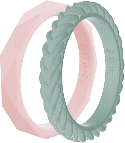 QALO Women's Stackable Silicone Wedding Ring Set