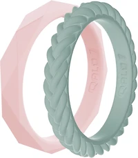 QALO Women's Stackable Silicone Wedding Ring Set
