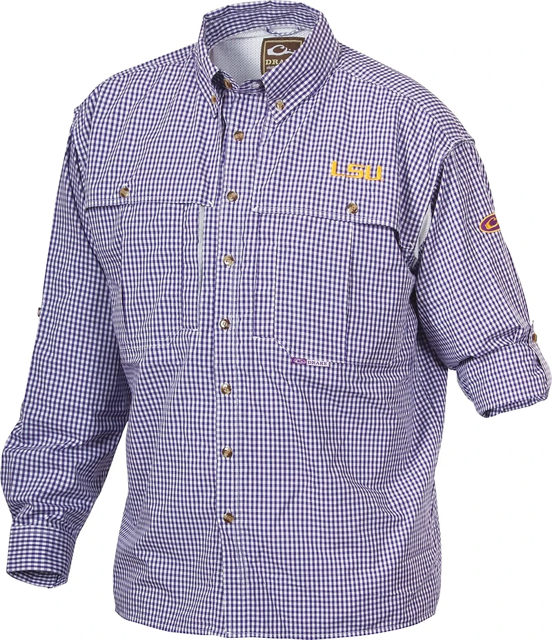 Drake Waterfowl Men's Louisiana State University Plaid Wingshooter Button-Down Shirt