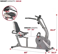 Sunny Health & Fitness Cross Trainer Magnetic Recumbent Bike & Arm Exercisers