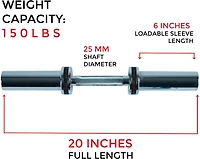 Sunny Health & Fitness 20 in Olympic Single Dumbbell Handlebar with Ring Collars