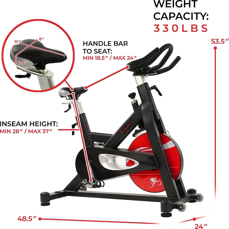 Sunny Health & Fitness Evolution Pro Magnetic Belt Drive Indoor Cycling Bike