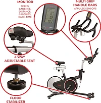 Sunny Health & Fitness SF-B1709 Magnetic Belt Rear Drive Indoor Cycling Bike