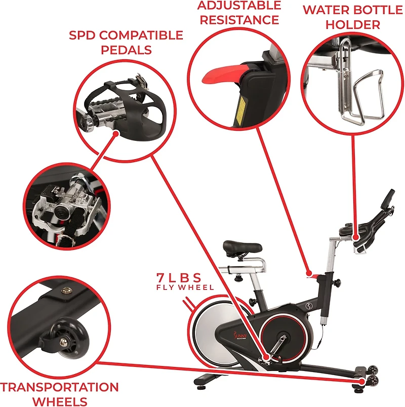 Sunny Health & Fitness SF-B1709 Magnetic Belt Rear Drive Indoor Cycling Bike